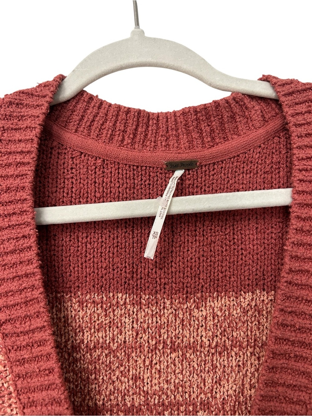 Free People Southport Beach Cardigan Chunky Knit Oversized In Blushes Combo XS - Picture 6 of 14